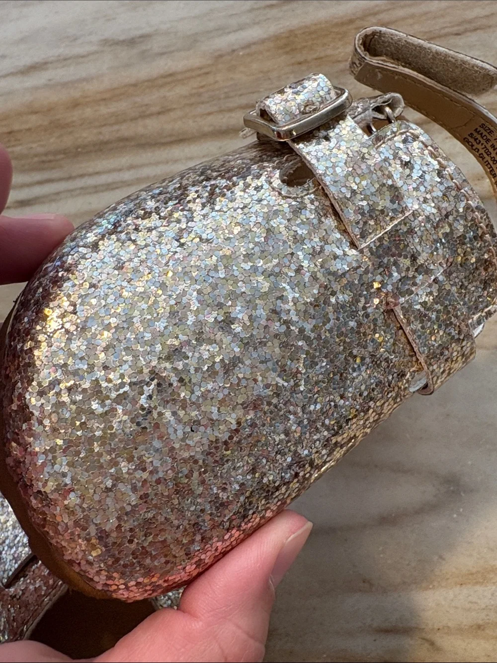 GAP Kids Glitter Pink Gold Mary Jane Moccasins